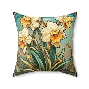 INDOOR Pillow | Daffodils Floral Flower Print Pillow, Home Decor, Living Room, Housewarming Gift Interior Design, Gift For Her, Gift For Mom