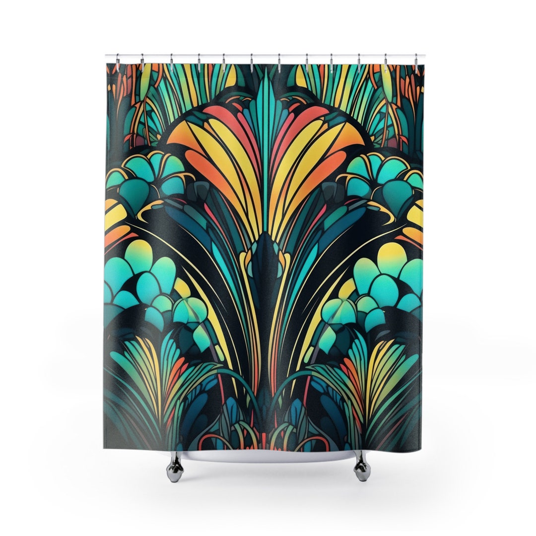 ART DECO Shower Curtain, Bespoke Bathroom Decor Retro Vintage Home