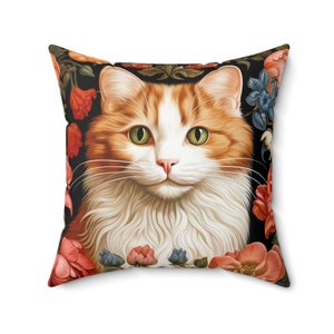 William Morris Inspired Cat Pillow: Floral Home Decor Cushion