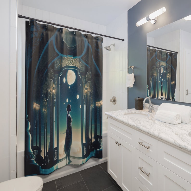 ART DECO Shower Curtain Bespoke Bathroom Decor Retro Etsy