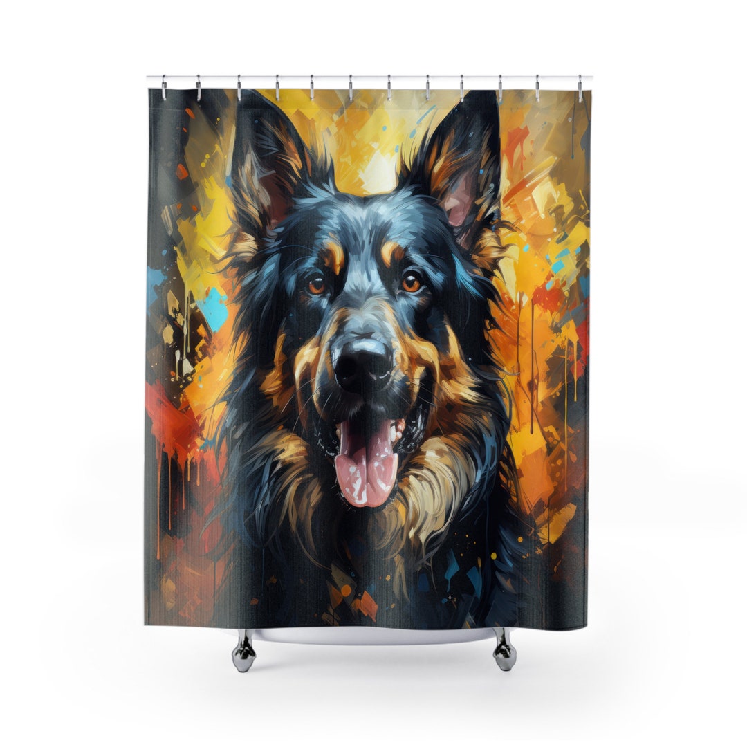 GERMAN SHEPHERD Shower Curtain Pop Art Surfing Vibes Home Decor