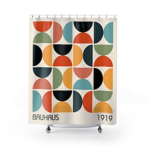 BAUHAUS Style || Shower Curtain Bathroom Decor, Home Decor, Interior Design, Bespoke Housewarming Gift, Unique Gift For Him Gift For Her