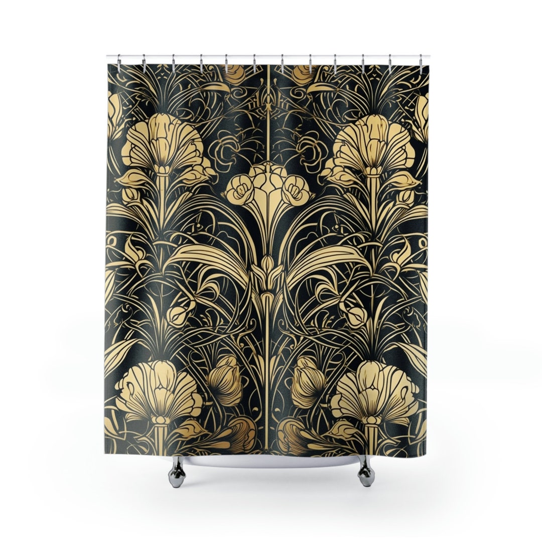 ART DECO Shower Curtain, Bespoke Bathroom Decor Retro Vintage Home