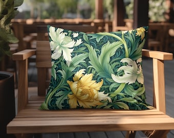 WILLIAM MORRIS Inspired | Outdoor Pillow Floral Pillow Summer Poolside Lounge Chair Cushion Pillow Decorative Home Housewarming Gift For Her