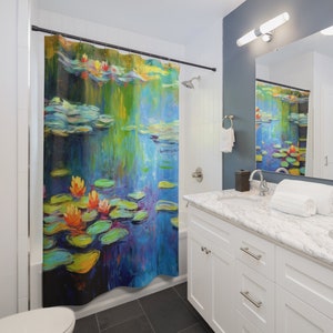 Monet Inspired Shower Curtain || Floral Bathroom Decor, Housewarming Gift, Home Decor Interior Design, Gift For Mom, Botanical Decor