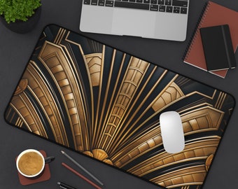 Desk Mat | Art Deco Inspired Office Decor, Vintage Modern Art, Desk Accessories, Mouse Pad, Home Decor Custom Gift For Him Gift For Her