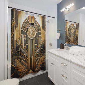 ART DECO || Shower Curtain, Bathroom Decor, Contemporary Vintage Home Interior, Ideal for Housewarming, Wedding, Thoughtful Gift for Him