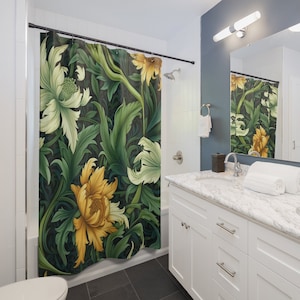 WILLIAM MORRIS INSPIRED || Shower Curtain Floral Bespoke Home Decor, Bathroom Decor, Housewarming Gift, Boho Decor, Unique Custom Gift