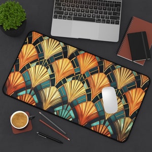 ART DECO || Desk Mat Office Decor, Vintage Retro Art, Desk Accessories, Mouse Pad, Bespoke Home Decor, Custom Gift For Him, Gift For Her