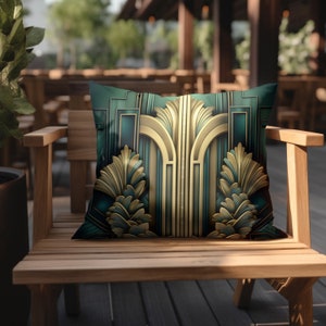 ART DECO | Outdoor Pillow, Floral, Summer Poolside Lounge Chair, Housewarming Gift, Cushion Outdoor Home Decor, Gift For Her, Wedding Gift