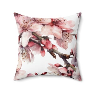 INDOOR Pillow | Cherry Blossoms Floral Home Bathroom Decor, Botanical Bathroom Boho Housewarming, Interior Design, Mother&#39;s Day Gift | #130E
