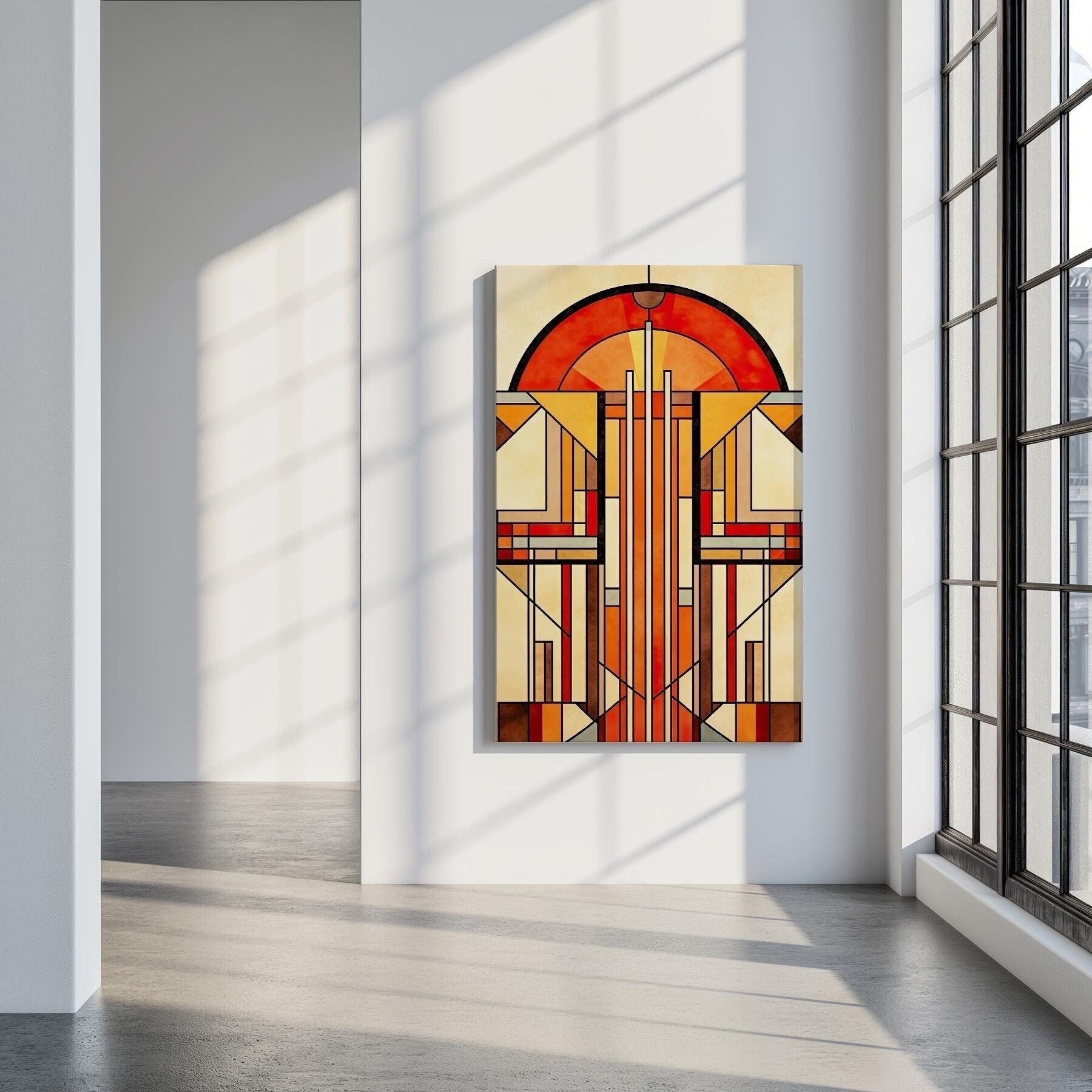 Frank Lloyd Wright Inspired Canvas Art: Mid-century Modern