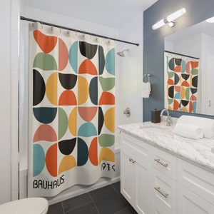 BAUHAUS Style | Shower Curtain Bathroom Decor, Home Decor, Interior Design, Bespoke Housewarming Gift, Unique Gift For Him Gift For Her
