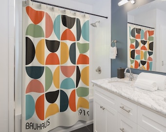 BAUHAUS Style | Shower Curtain Bathroom Decor, Home Decor, Interior Design, Bespoke Housewarming Gift, Unique Gift For Him Gift For Her