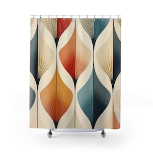 MID CENTURY MODERN Shower Curtain || Bathroom Decor Home Decor, Interior Design, Bespoke Housewarming Gift, Unique Gift For Him Gift For Her