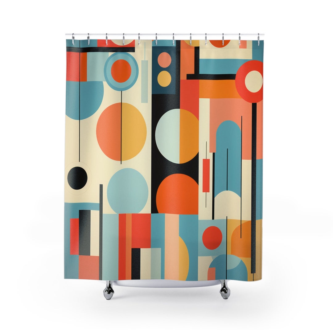 MID CENTURY MODERN Shower Curtain Retro Bathroom Decor Etsy