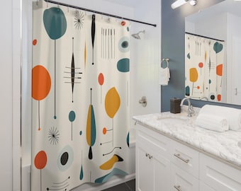 Mid Century Modern Shower Curtain | Mid-Century Bathroom Decor | Retro Shower Curtains | Abstract MCM | Home Accessories | Free Shipping USA