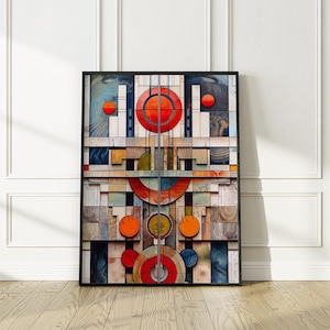 Incorniciato / Poster di arredamento per la casa su misura con cornice in legno, ispirato all'arte moderna di metà secolo, eleganza senza tempo, FRANK LLOYD WRIGHT. Spese di spedizione incluse.