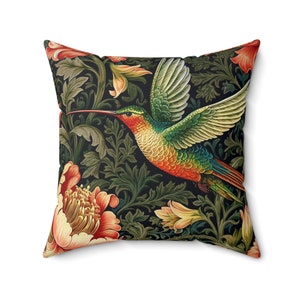 WILLIAM MORRIS Inspired || Indoor Pillow Hummingbird Home Decor Living Room Cushion Housewarming Gift For Her, Interior Design Unique Custom