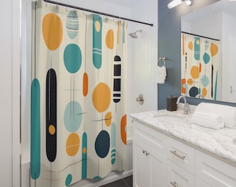 Mid Century Modern Shower Curtain | Mid-Century Bathroom Decor | Retro Shower Curtains | Abstract MCM | Home Accessories | Free Shipping USA