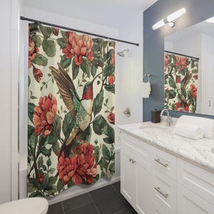 William Morris Hummingbird Shower Curtain: Floral Botanical Decor