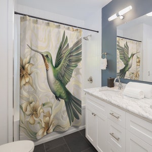 WILLIAM MORRIS INSPIRED | Shower Curtain Hummingbird Home Decor, Bathroom Decor, Housewarming Gift, Floral Birds, Unique Custom Gift For Her