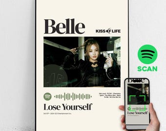KISS OF LIFE ""Belle"" Spotify Code Poster - Midcentury moderne Wandkunst für K-Pop Fans - Ästhetische Geschenkidee."