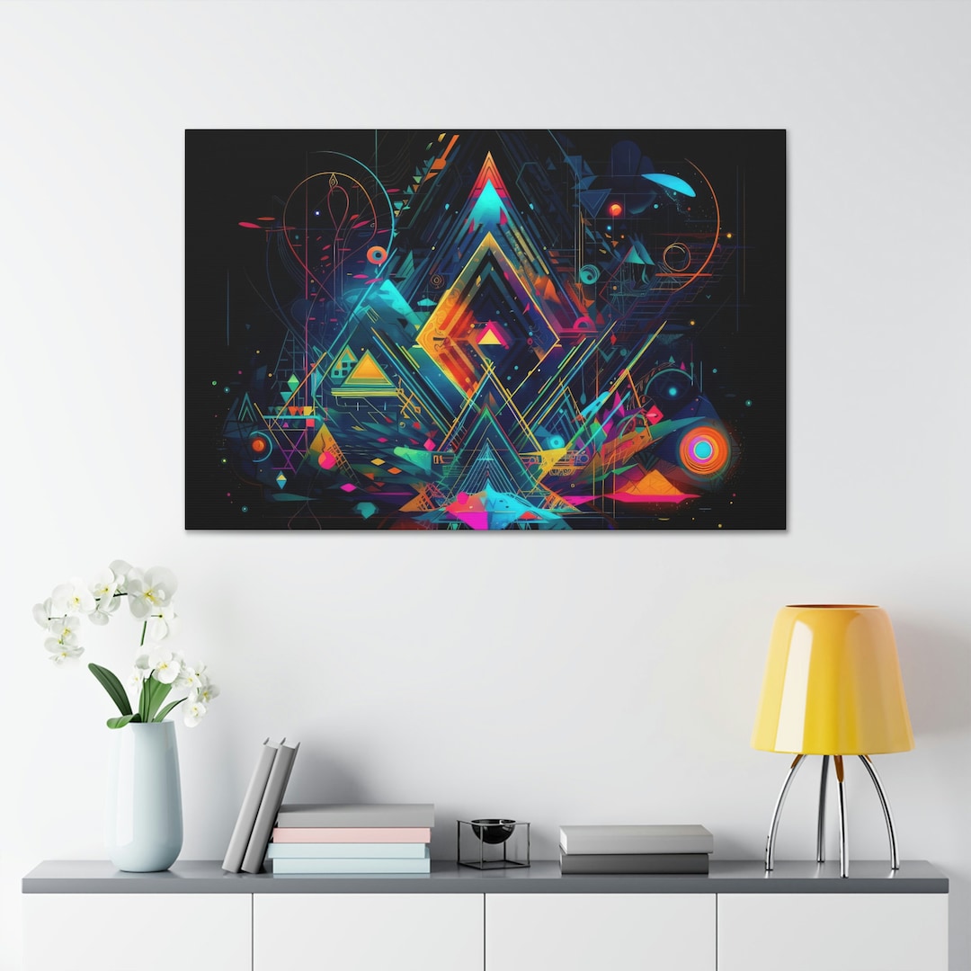 Colorful Abstract Geometric Canvas Art 7 Gallery Wrap Small Etsy