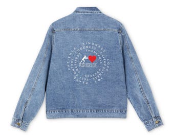 Men's Heartfelt Denim Jacket, Casual Jacket, Gift for Him, Stylish Outerwear, Everyday Fashion, Customizable Denim