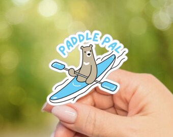 Kayak Bear Sticker, Cute Sticker, Funny Stickers, Bear Sticker, Funny Sticker, Tumbler Stickers, Kiss-Cut Stickers, Laptop Sticker