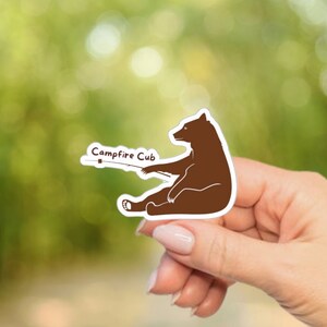 Pegatina de oso de camping, pegatina linda, pegatinas divertidas, pegatina divertida, pegatinas de vaso, pegatinas de corte de beso, pegatina de computadora portátil