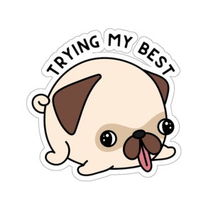 Cute Dog Sticker, Pug Sticker, Dog Stickers, Kiss-Cut Stickers, Cute Stickers, Sticker, Fun Sticker, Laptop Sticker, Bottle Stickers image 5