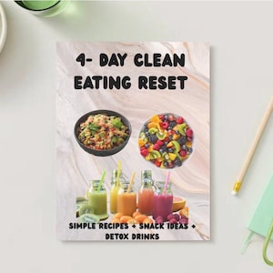 4-Day Clean Eating Reset | Healthy Meal Plan PDF | Simple Recipes, Snack Ideas & Detox Drinks | Instant Download Wellness Guide