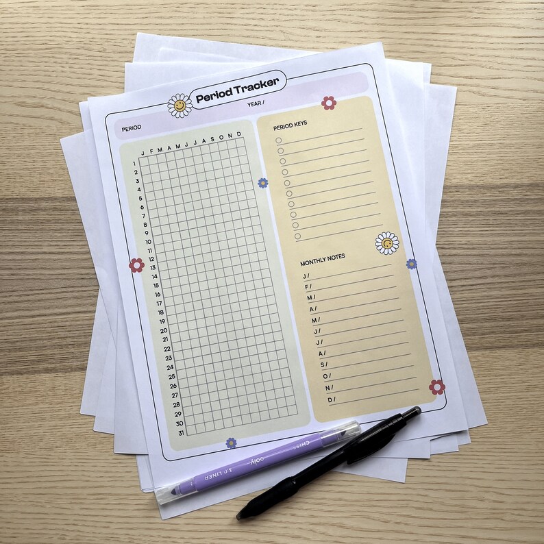 Period Tracker Printable PDF, Period Tracker Template, Annual Menstrual ...