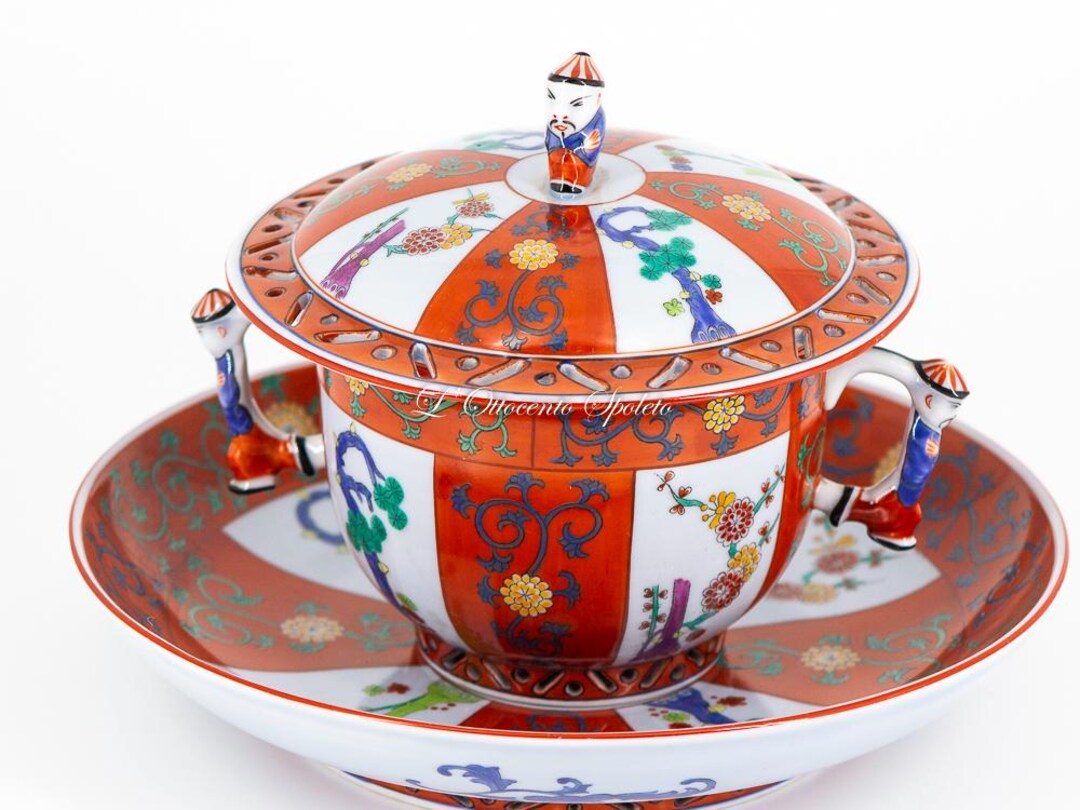 Herend “red Dynasty” Lidded Cup – 1942 – Hand Painted Porcelain