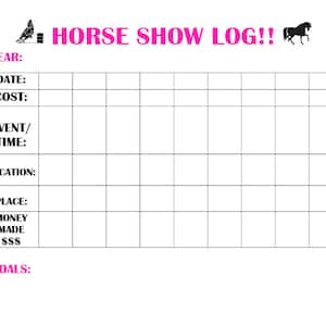 Barrel Racing Tracking Sheet