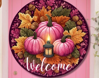 Letrero de puerta de calabaza sublimado PNG / Diseño de letrero de porche de otoño / Casa de campo de otoño PNG / Letrero de bienvenida de otoño imprimible / Calabaza rústica PNG clipart