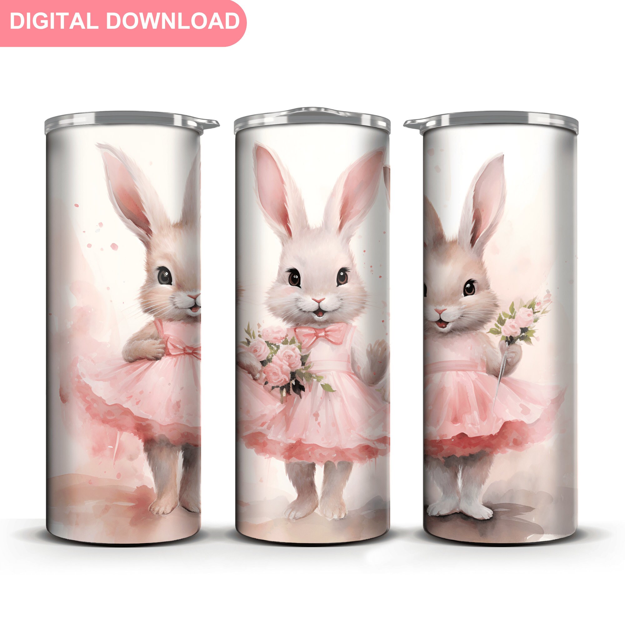 Easter Bunny Rabbit Tumbler Wrap PNG, Spring Bunnies Sublimation ...