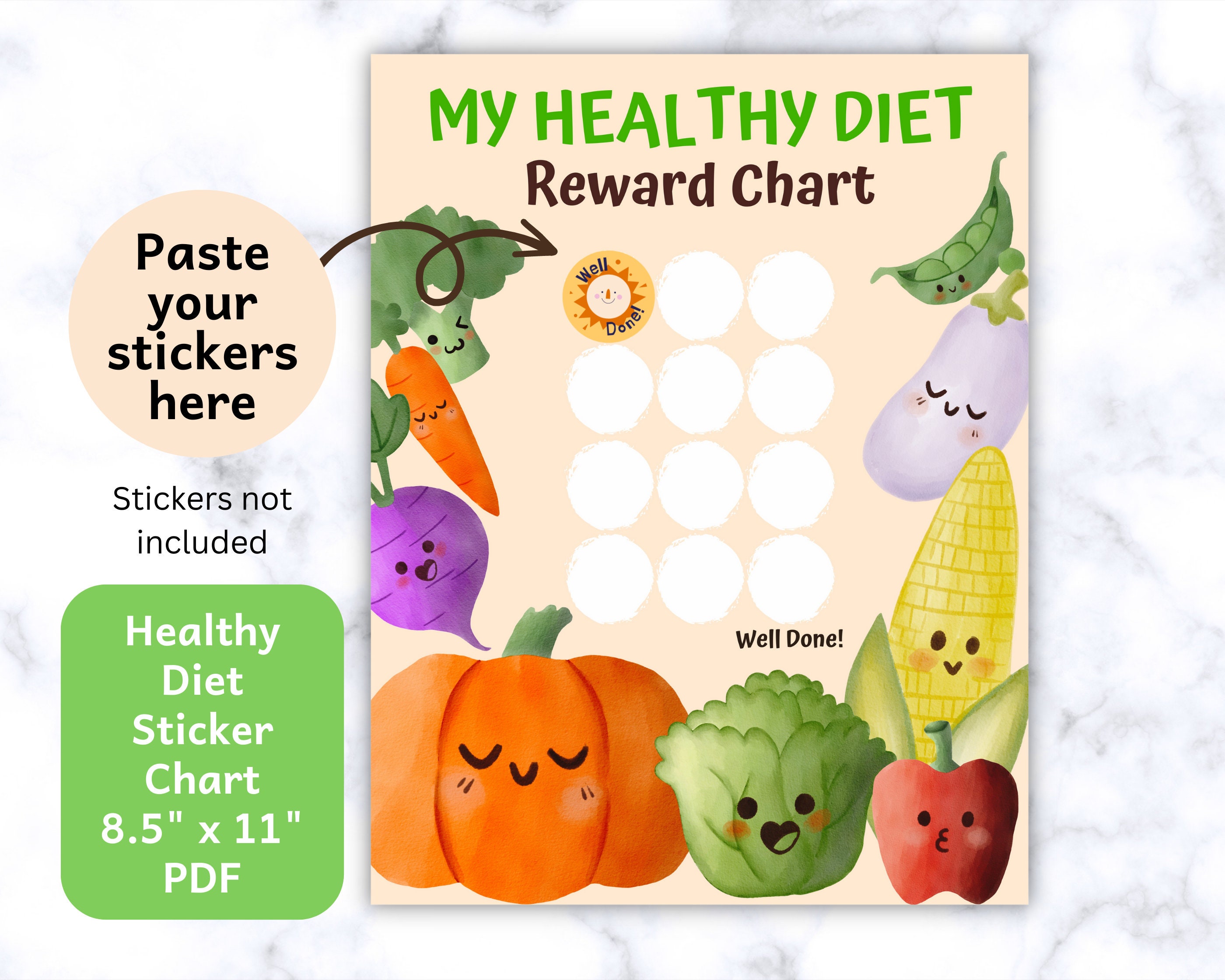 Healthy Eating Reward Chart Printable For Young Children Etsy Australia