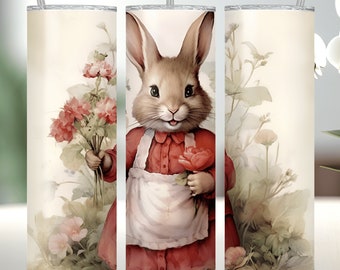 Easter Sublimation Tumbler Wrap, Easter Bunny Shabby Chic 20oz Tumbler Design PNG Easter Wall Decor, Vintage Easter Print Digital Download