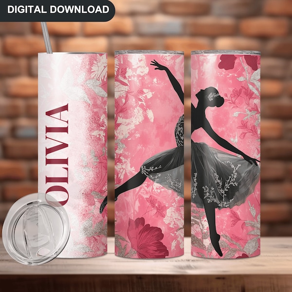 Ballerina Tumbler Wrap, Ballet Teacher 20oz Sublimation Tumbler Design, Add Your Own Text Tumbler PNG, Dancer Tumbler Digital Personalized