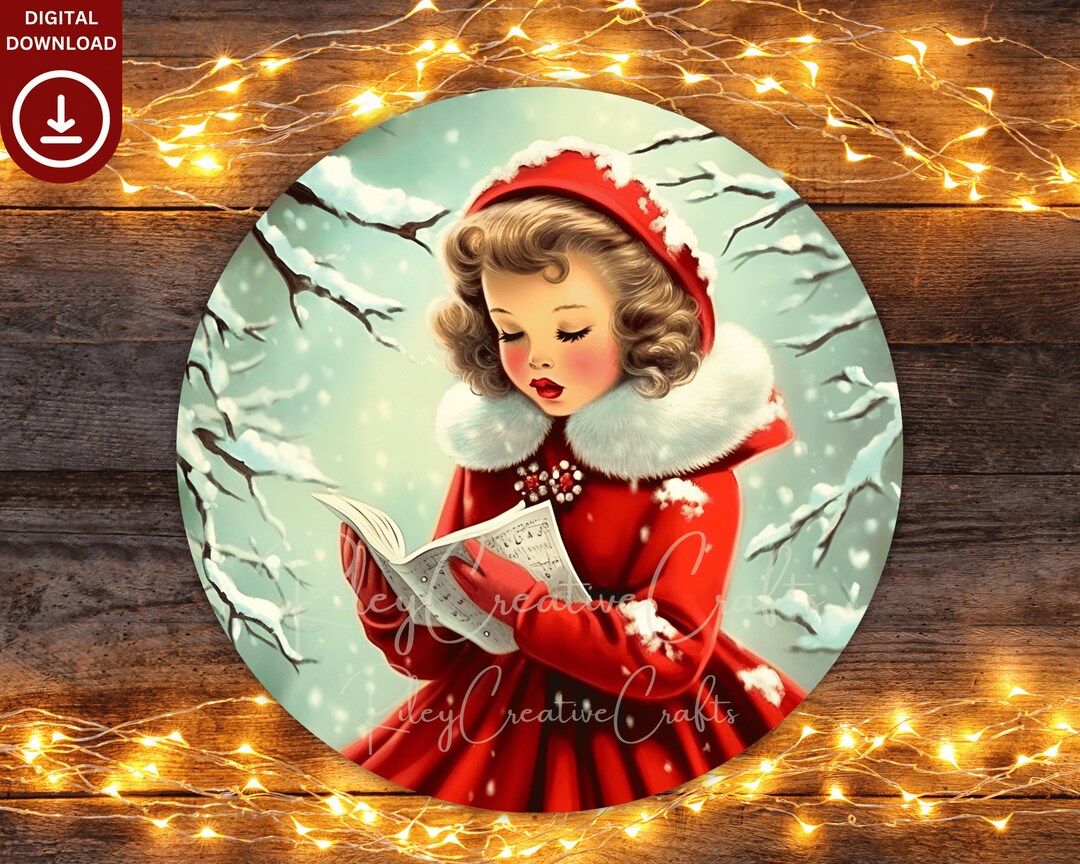 Christmas Round Sign PNG, Winter Wreath Sublimation, Church Carol Door ...