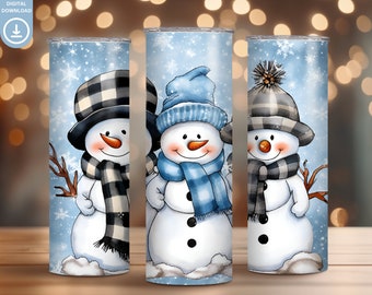 Cute Snowmen Tumbler Wrap Template, Christmas 20oz Sublimation Tumbler Designs, Snow Winter Snowman PNG Xmas Sublimation Graphics Digital