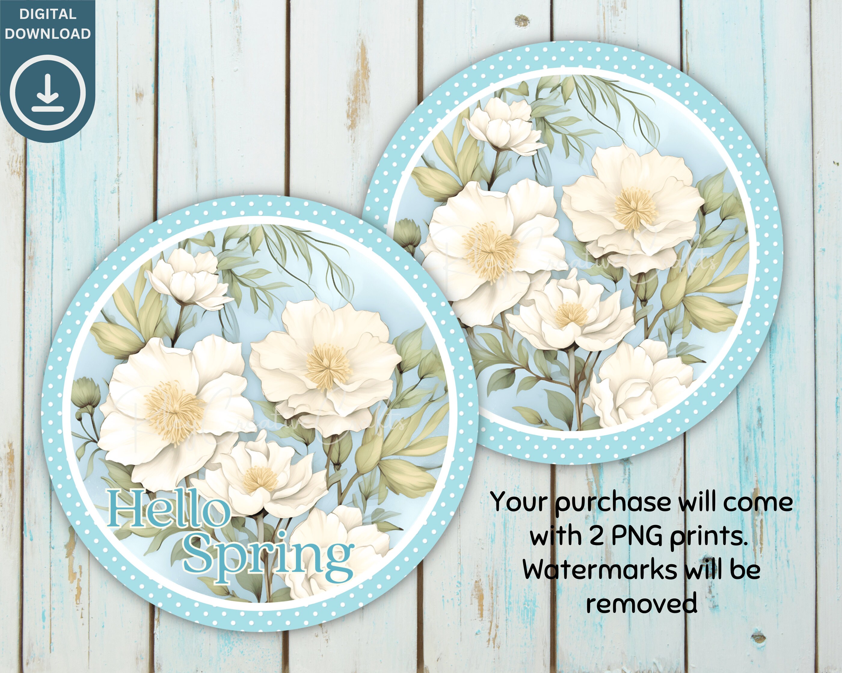 Spring Door Sign Round PNG, Springtime Floral Wreath Sign Sublimation ...