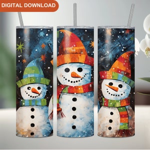Snowman Tumbler Sublimation Design, Christmas Tumbler Wrap PNG Winter Holiday Sublimation Christmas Tumbler Wrap PNG  Digital Download