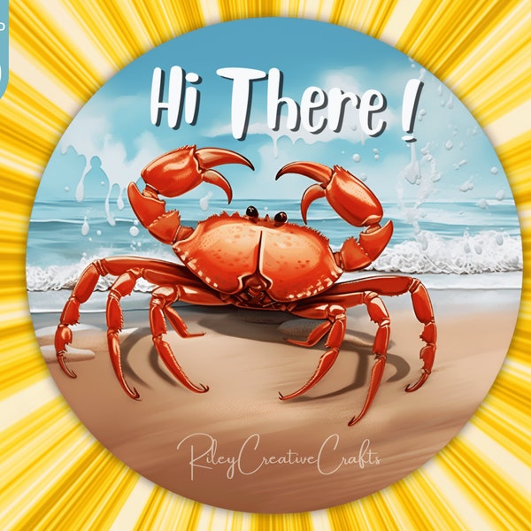 Beach House Door Hanger PNG, Summer Door Hanger, Crab Sublimation Wreath Sign Summer Seaside Front Door Decor, Welcome Sign Digital File PNG