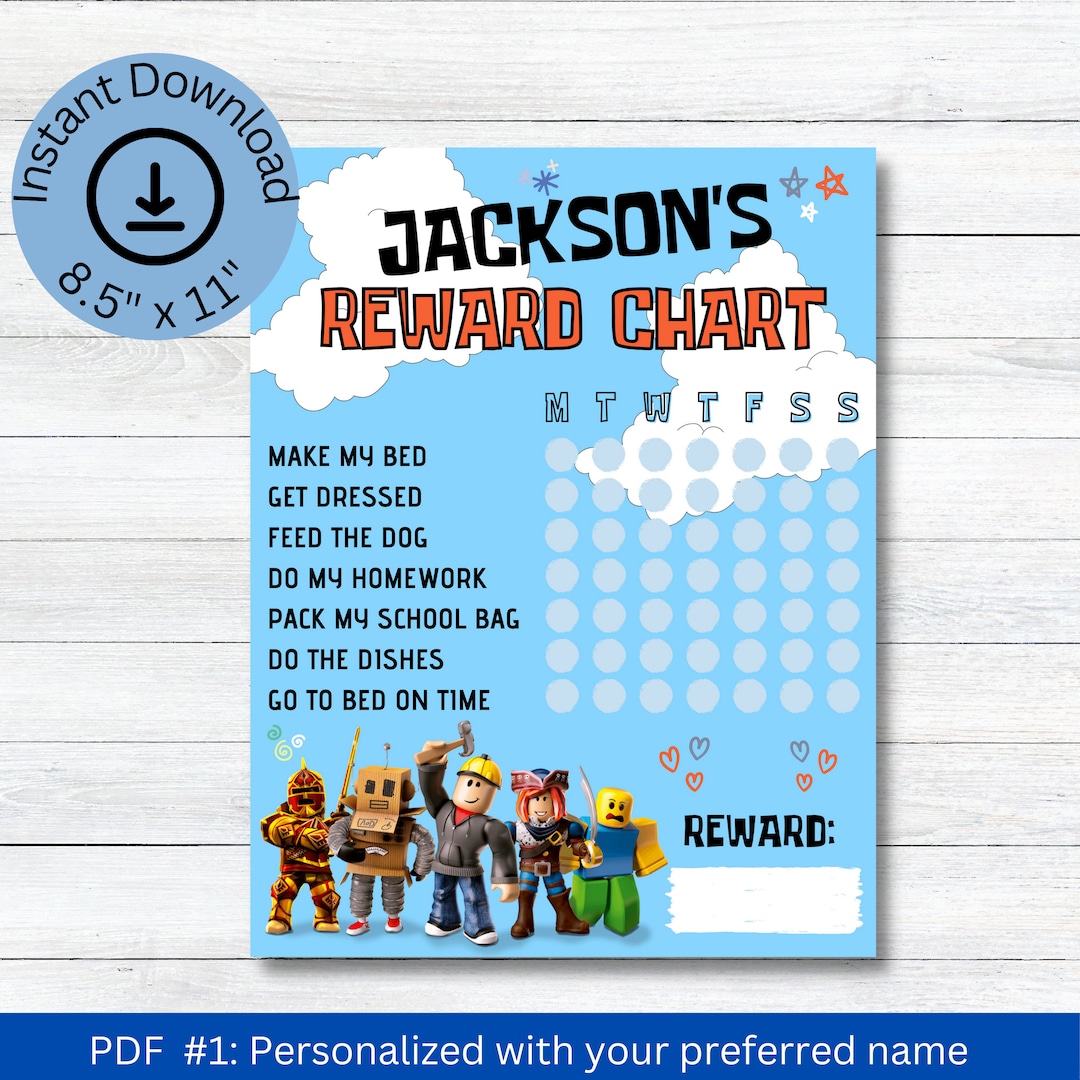 Buy Roblox Reward Chart Printable Personalized for Kid Chores Online in ...