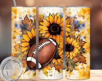 Envoltura de vaso de fútbol PNG, Mamá de fútbol 20oz Diseño de sublimación de vaso flaco, Sublimación de vaso de temporada de juego Vaso de girasol digital