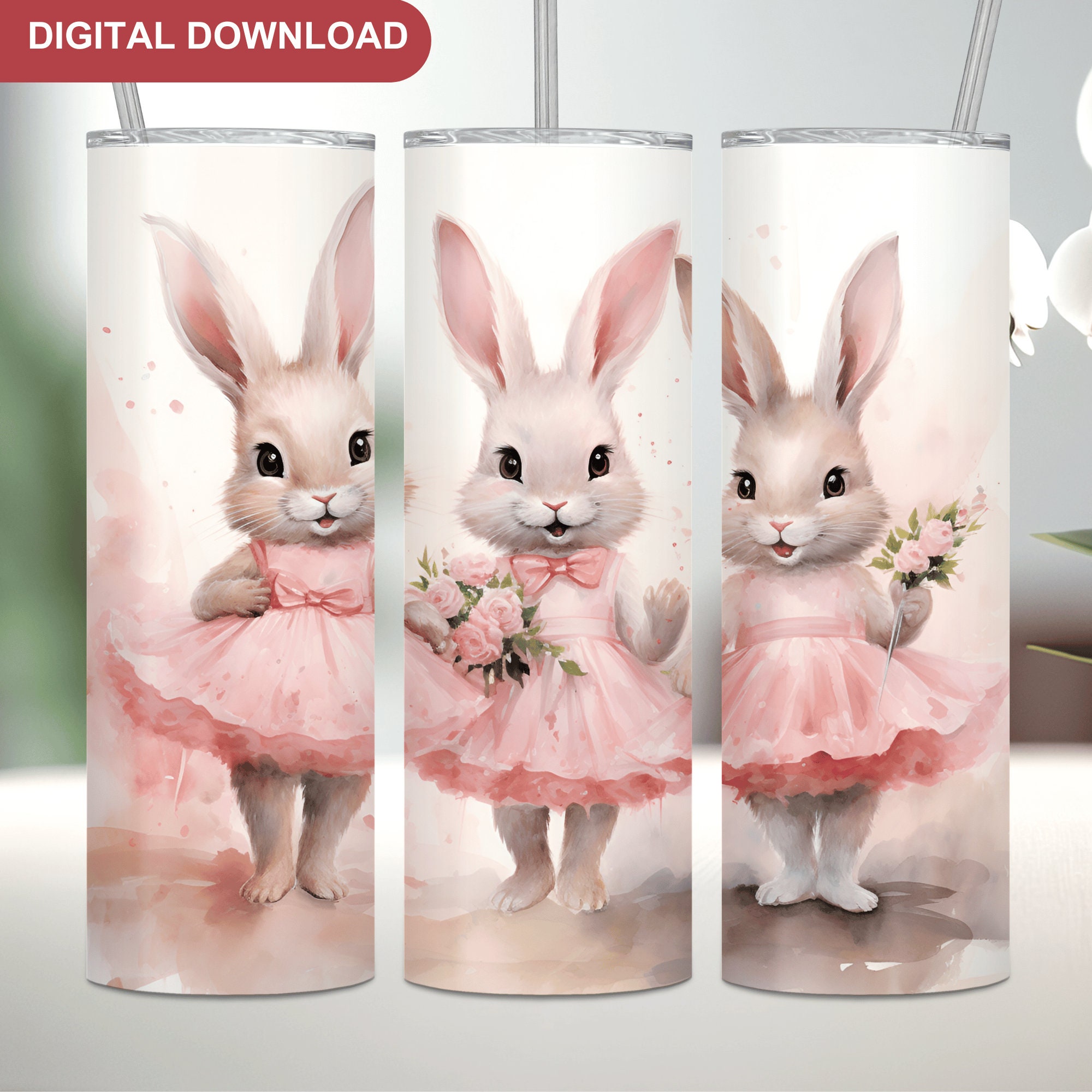 Easter Bunny Rabbit Tumbler Wrap PNG, Spring Bunnies Sublimation ...