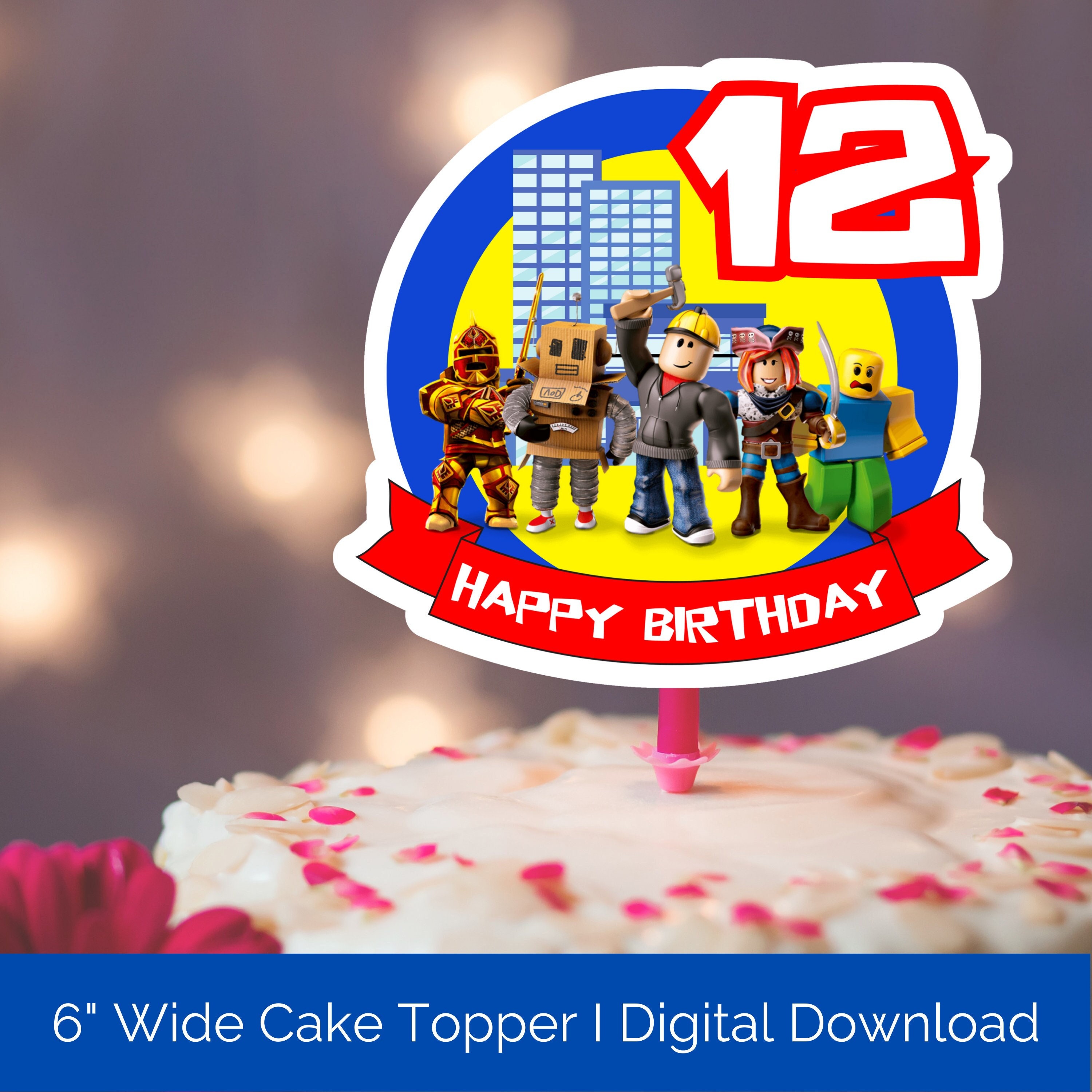 Roblox Birthday Cake Topper Printable Happy Birthday Roblox - Etsy